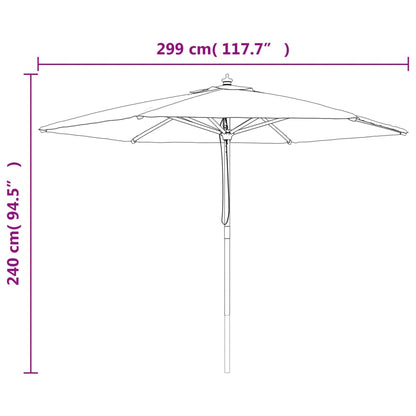 Garden Parasol with Wooden Pole Terracotta 299x240 cm