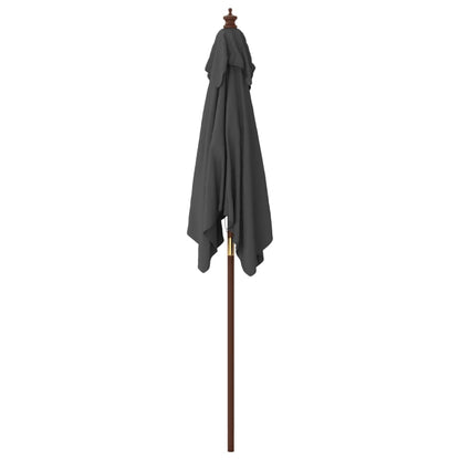 Garden Parasol with Wooden Pole Anthracite 198x198x231 cm