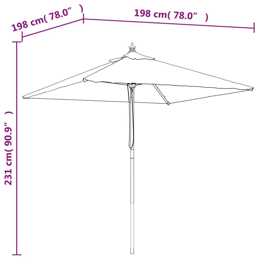 Garden Parasol with Wooden Pole Anthracite 198x198x231 cm