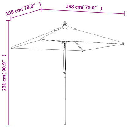 Garden Parasol with Wooden Pole Anthracite 198x198x231 cm