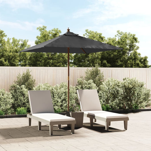 Garden Parasol with Wooden Pole Anthracite 198x198x231 cm