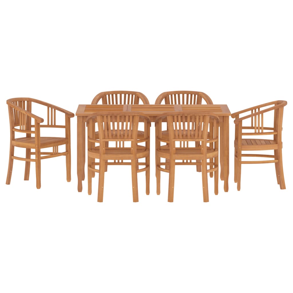 7 Piece Garden Dining Set Solid Wood Teak