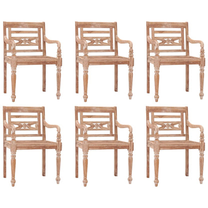 Batavia Chairs 6 pcs White Wash Solid Wood Teak