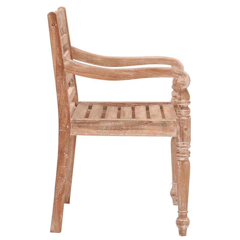 Batavia Chairs 8 pcs White Wash Solid Wood Teak