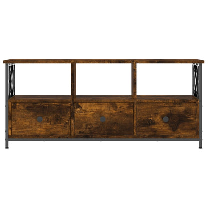 TV Cabinet Smoked Oak 102x33x45 cm Engineered Wood&Iron