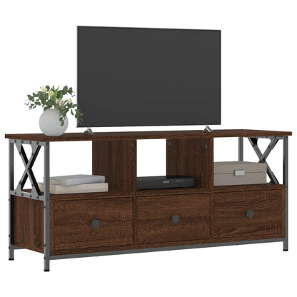 TV Cabinet Brown Oak 102x33x45 cm Engineered Wood&Iron