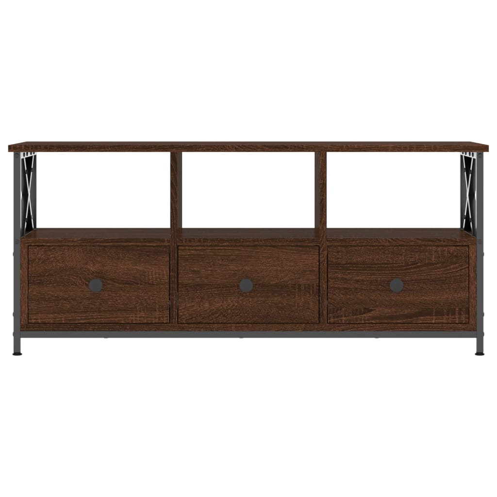 TV Cabinet Brown Oak 102x33x45 cm Engineered Wood&Iron