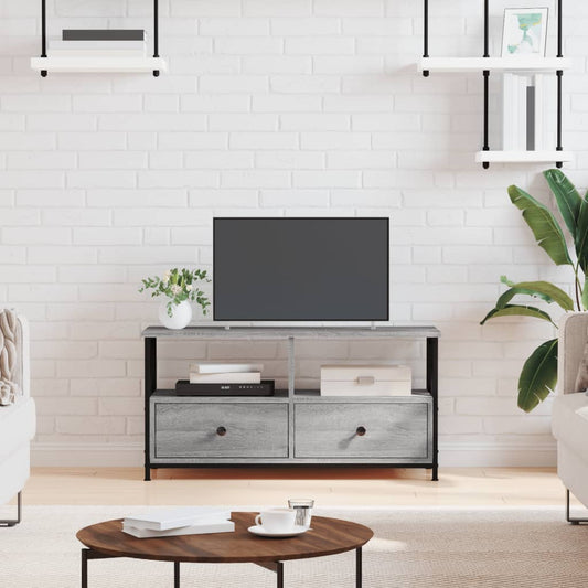TV Cabinet Grey Sonoma 90x33x45 cm Engineered Wood&Iron