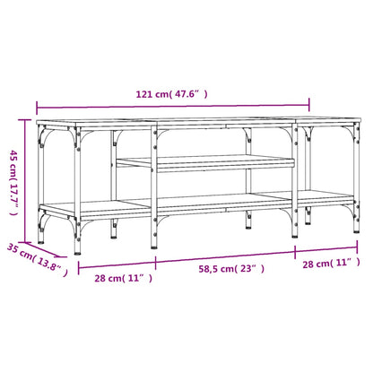 TV Cabinet Brown Oak 121x35x45 cm Engineered Wood&Iron