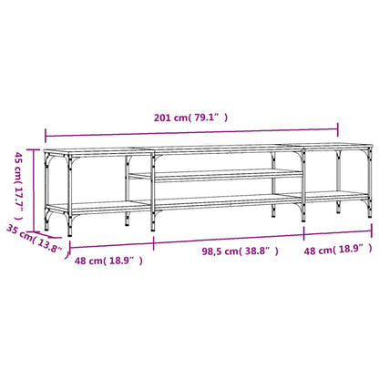 TV Cabinet Smoked Oak 201x35x45 cm Engineered Wood&Iron