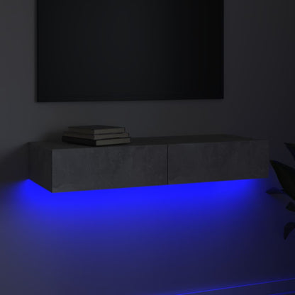 TV Cabinet with LED Lights Concrete Grey 90x35x15.5 cm