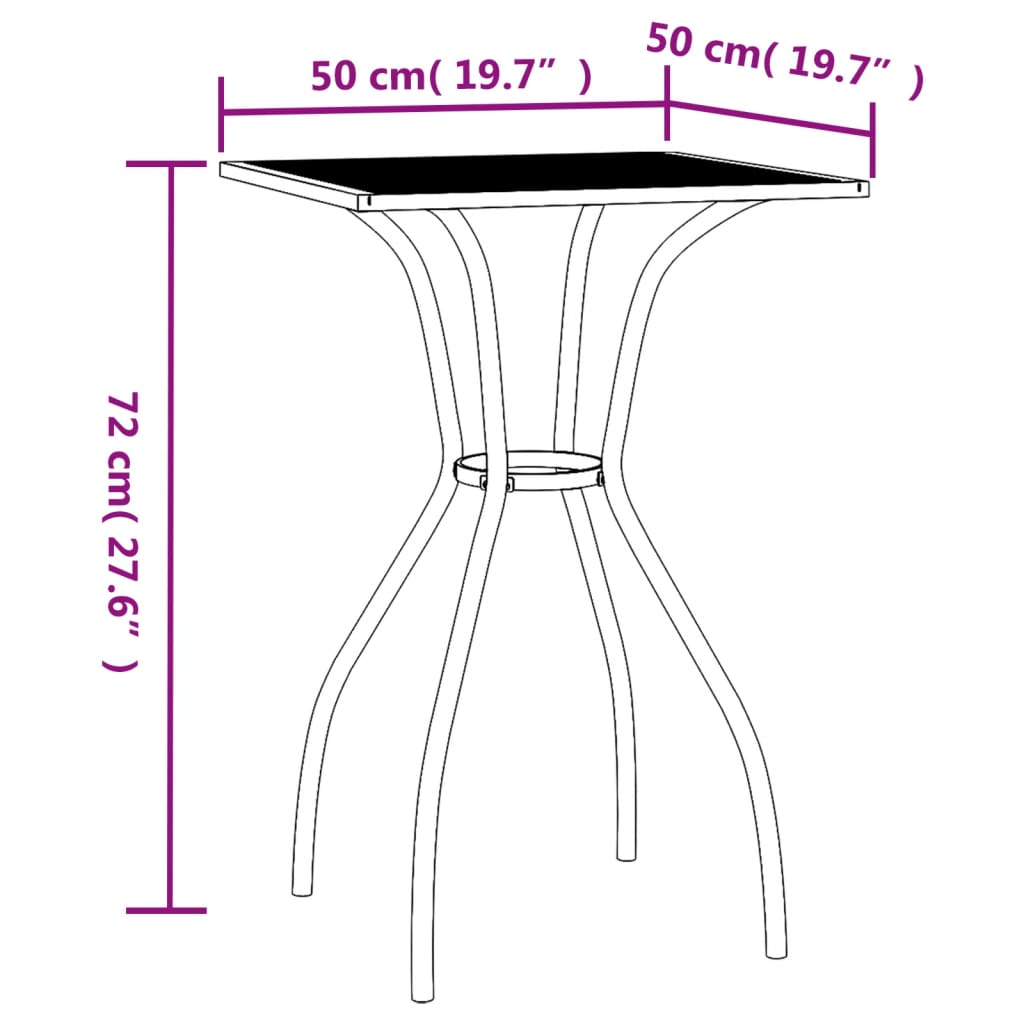 Garden Table Anthracite 50x50x72 cm Steel Mesh