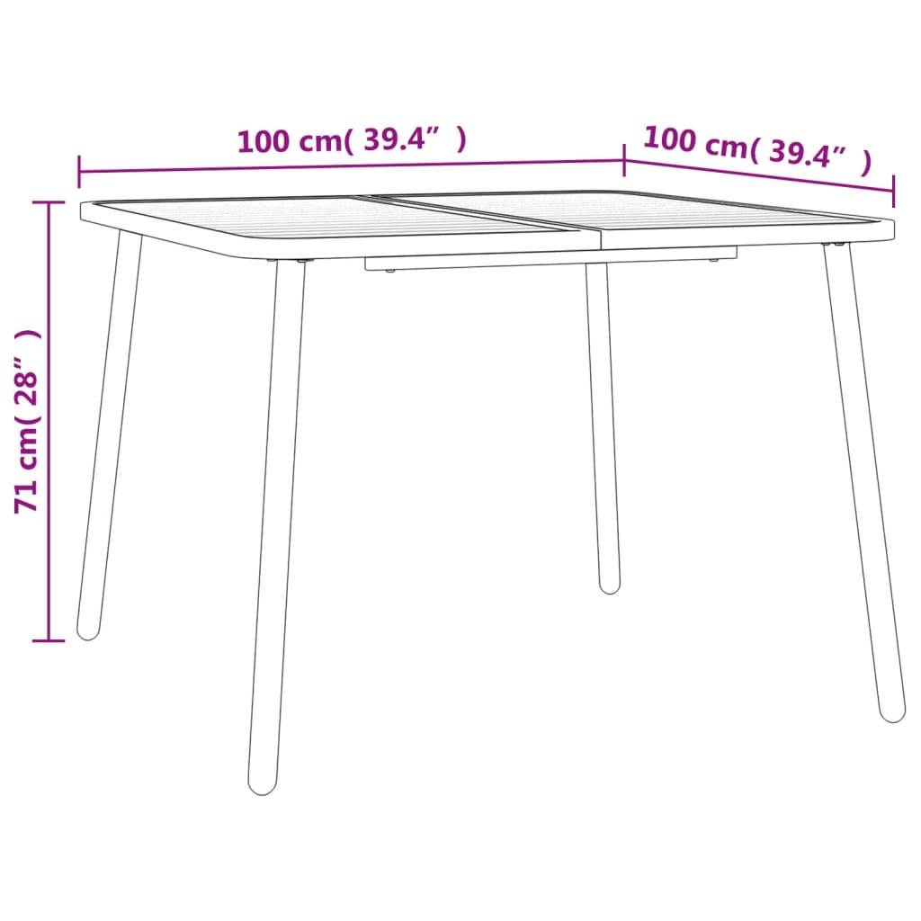 Garden Table Anthracite 100x100x71 cm Steel