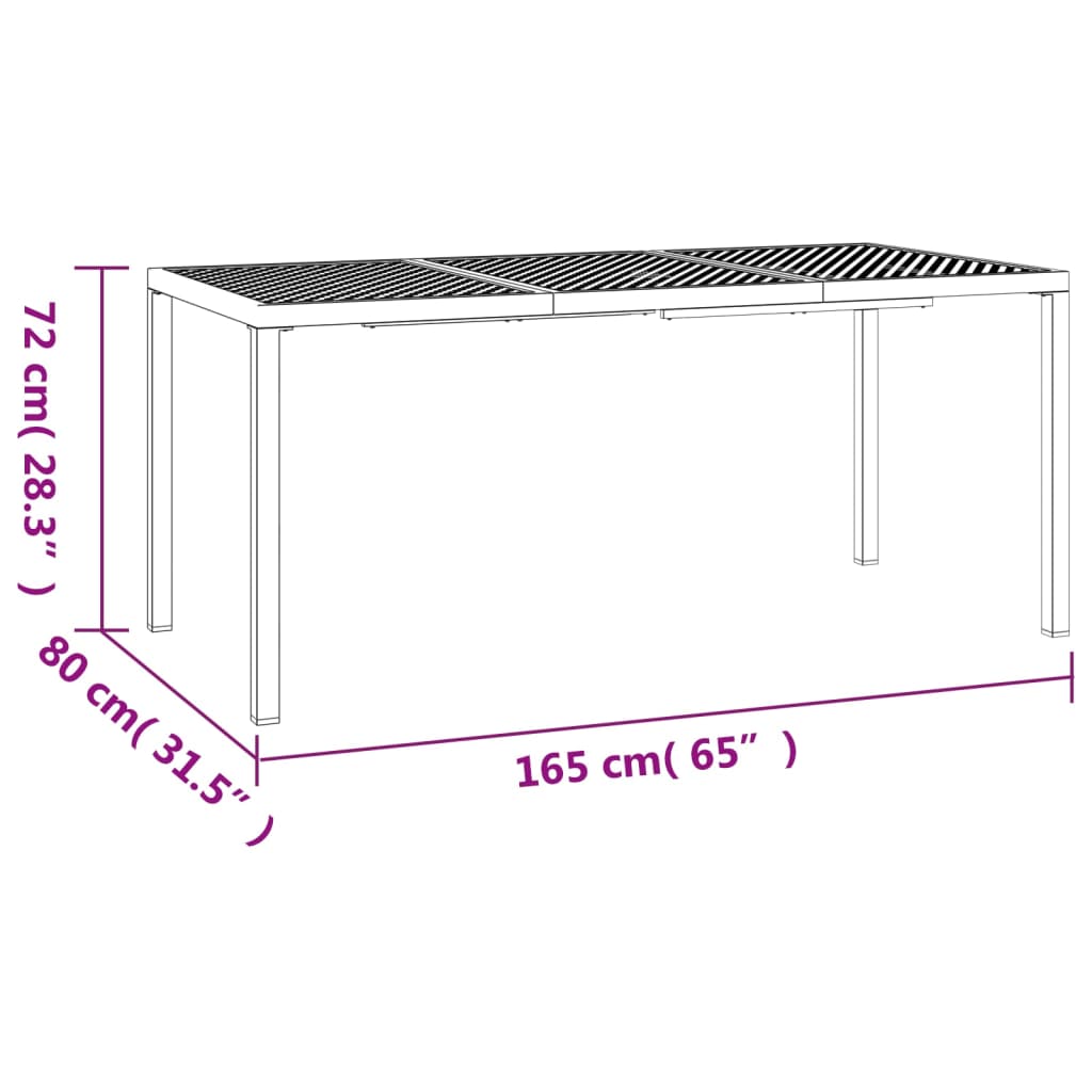 Garden Table Anthracite 165x80x72 cm Steel