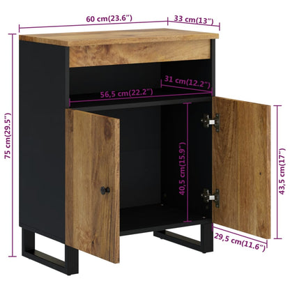 Sideboard with 2 Doors 60x33x75 cm Solid Wood Mango