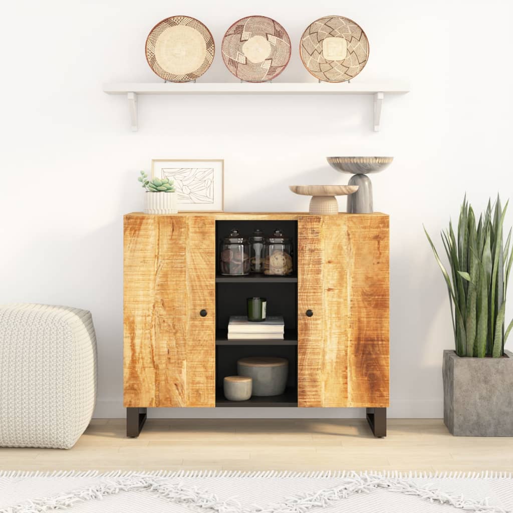 Sideboard with 2 Doors 90x33x75 cm Solid Wood Mango