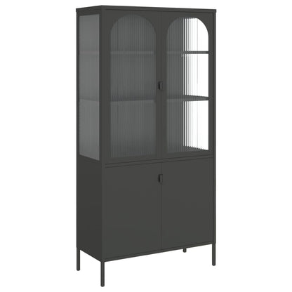 Highboard Black 90x40x180 cm Glass and Steel