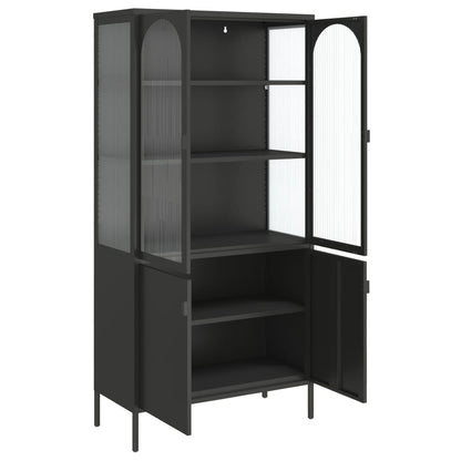 Highboard Black 90x40x180 cm Glass and Steel