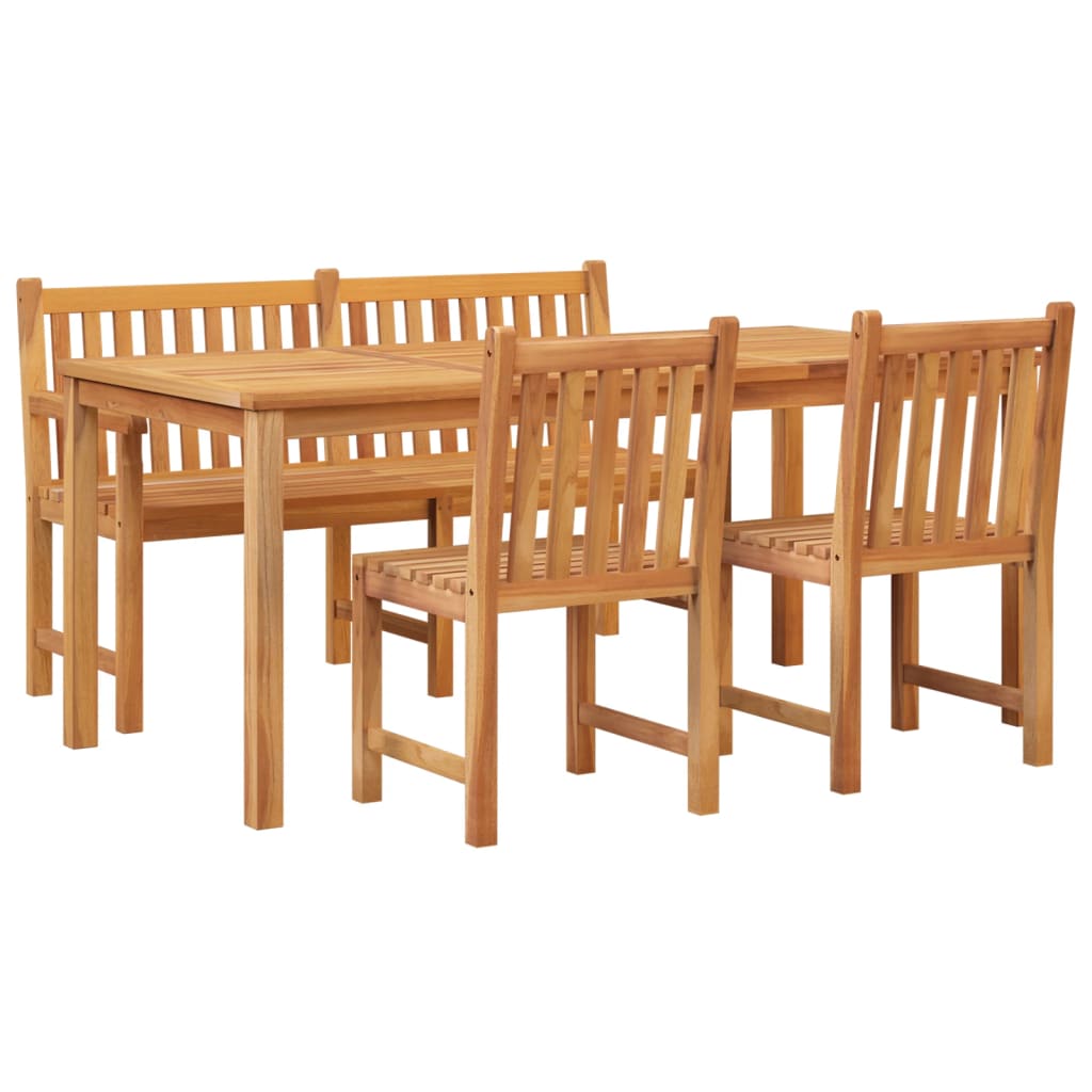 4 Piece Garden Dining Set Solid Wood Teak