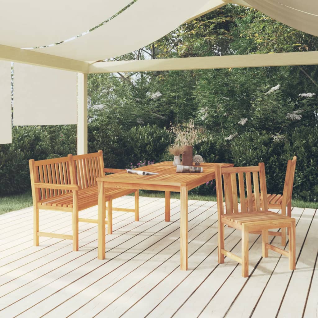 4 Piece Garden Dining Set Solid Wood Teak