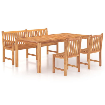 4 Piece Garden Dining Set Solid Wood Teak