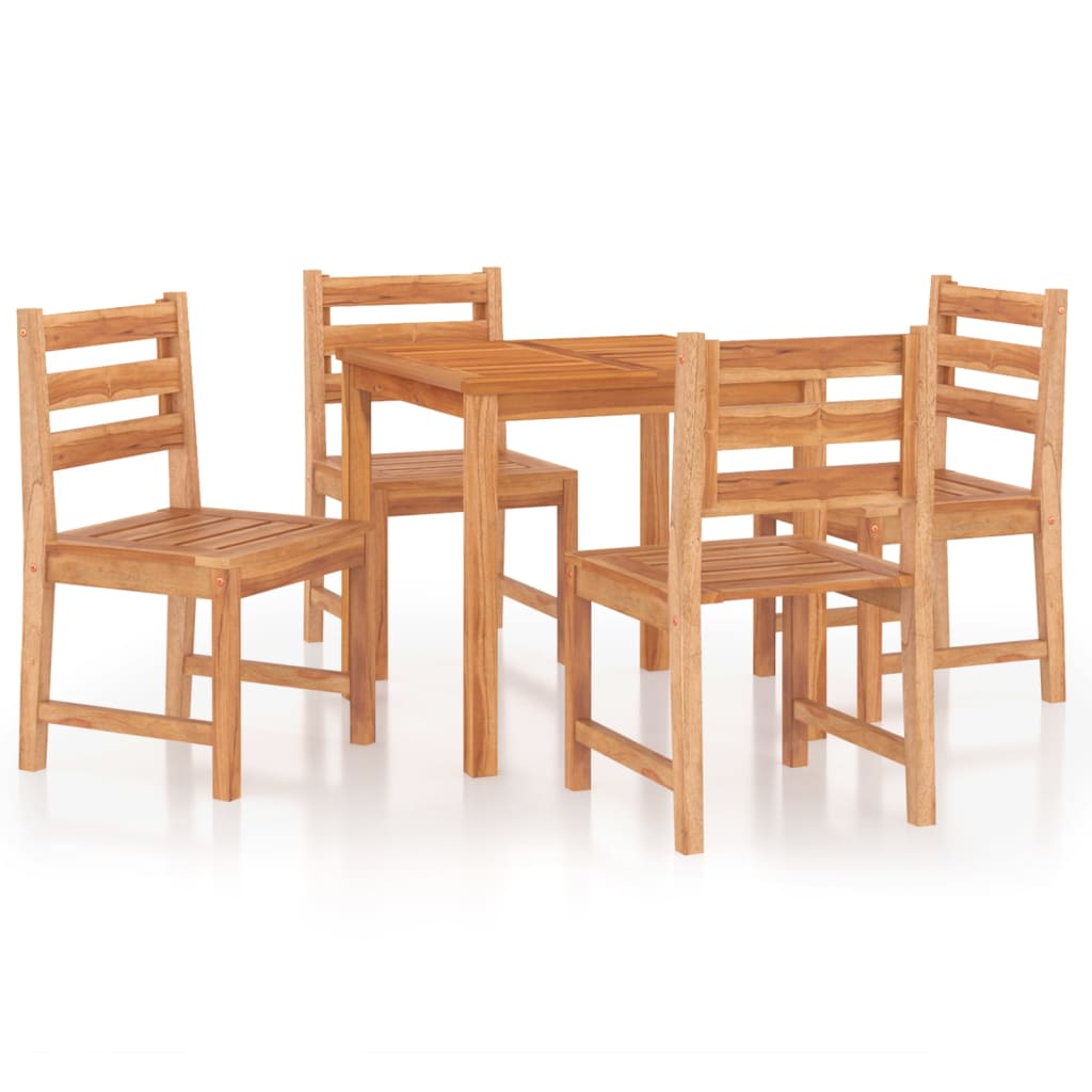 5 Piece Garden Dining Set Solid Wood Teak