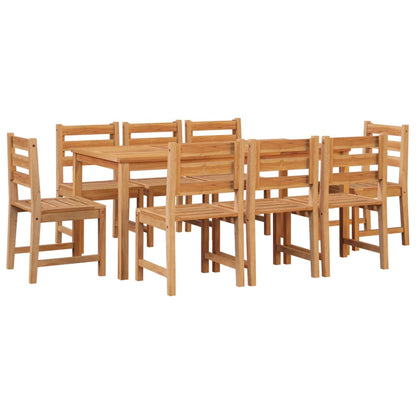 9 Piece Garden Dining Set Solid Wood Teak