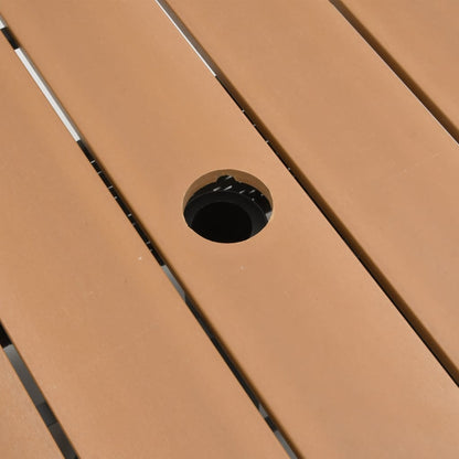Garden Table with Parasol Hole Brown 55x55x46.5 cm Poly Rattan