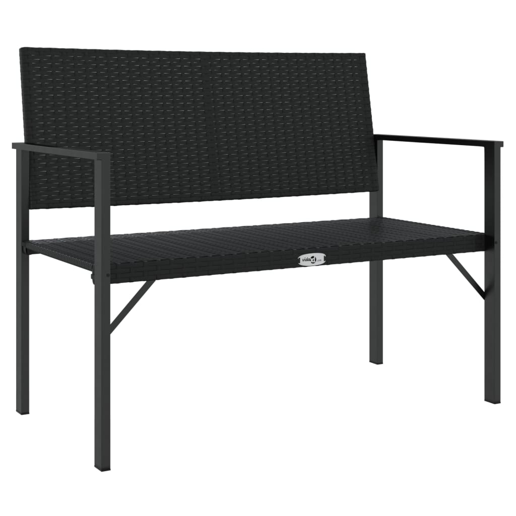 2-Seater Garden Bench Black Poly Rattan