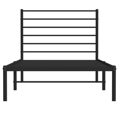 Metal Bed Frame without Mattress with Headboard Black 90x190cm