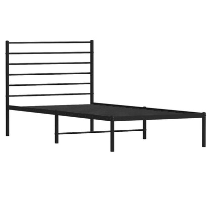 Metal Bed Frame without Mattress with Headboard Black 100x190cm