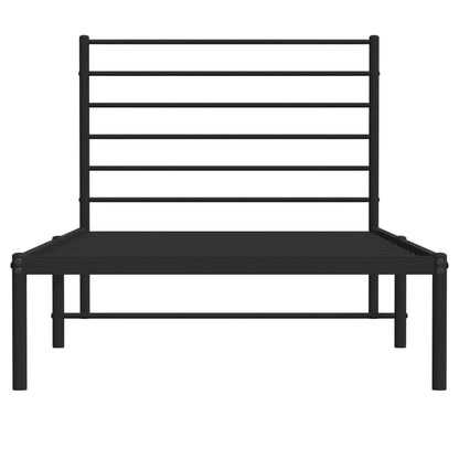 Metal Bed Frame without Mattress with Headboard Black 100x190cm