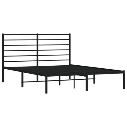 Metal Bed Frame without Mattress with Headboard Black 140x200cm