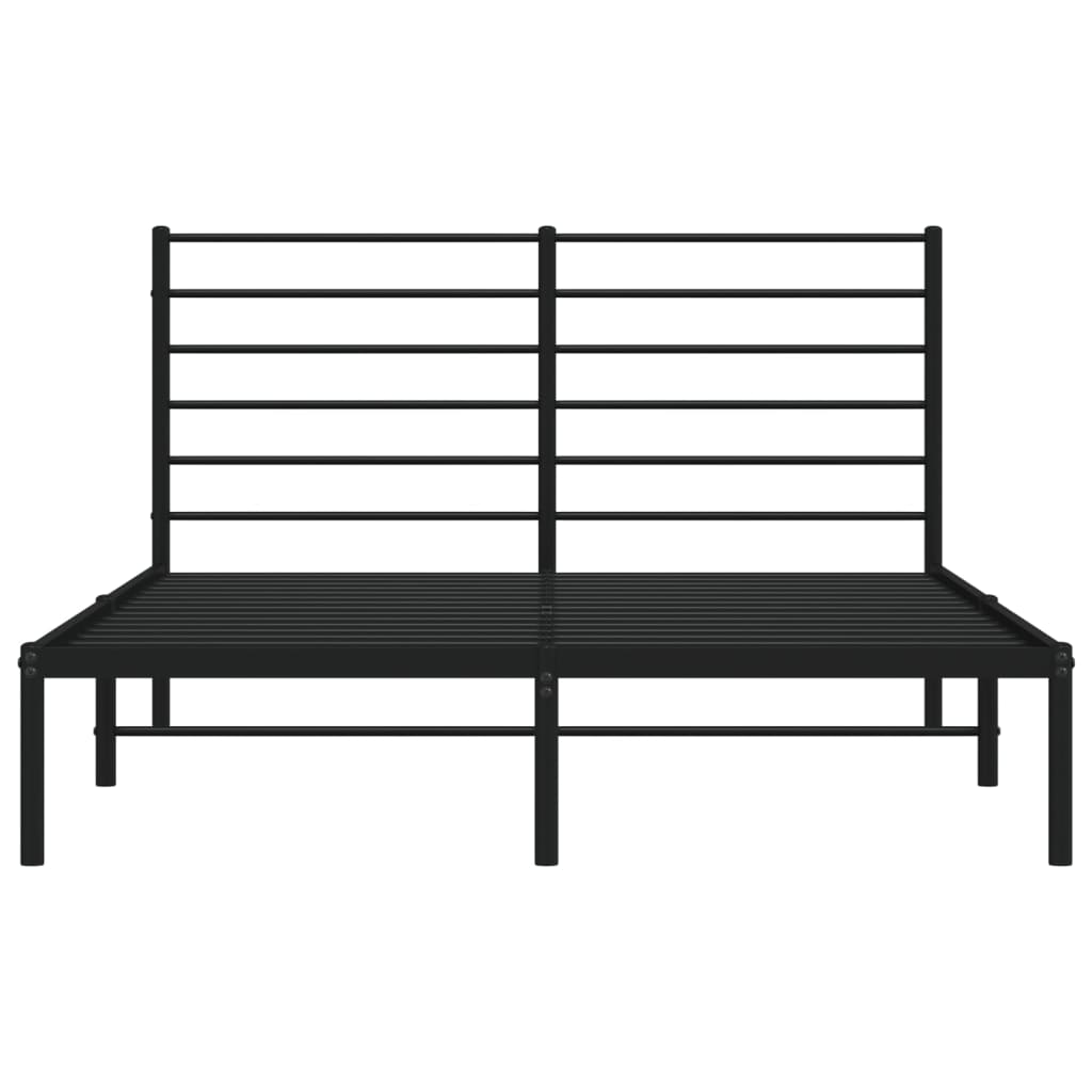 Metal Bed Frame without Mattress with Headboard Black 140x200cm