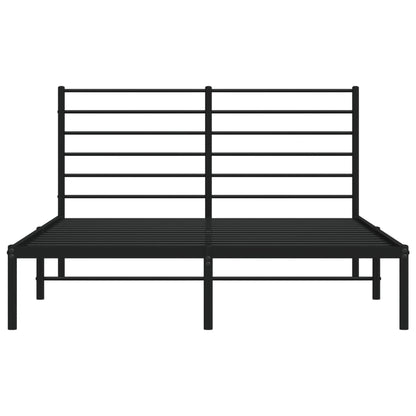 Metal Bed Frame without Mattress with Headboard Black 140x200cm