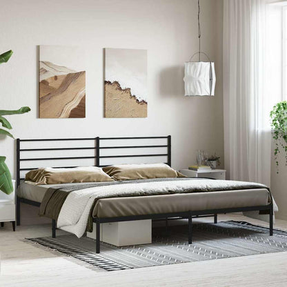 Metal Bed Frame without Mattress with Headboard Black 193x203cm
