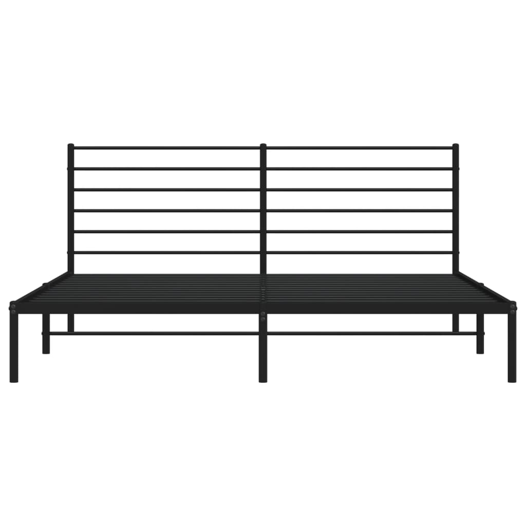 Metal Bed Frame without Mattress with Headboard Black 193x203cm
