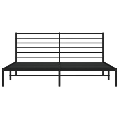 Metal Bed Frame without Mattress with Headboard Black 193x203cm