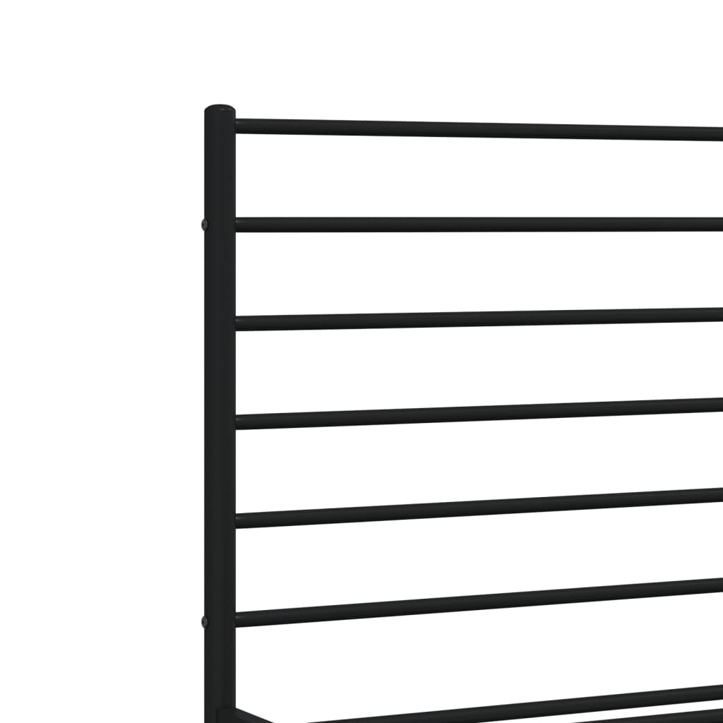 Metal Bed Frame without Mattress with Headboard Black 193x203cm