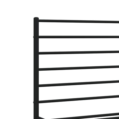 Metal Bed Frame without Mattress with Headboard Black 193x203cm