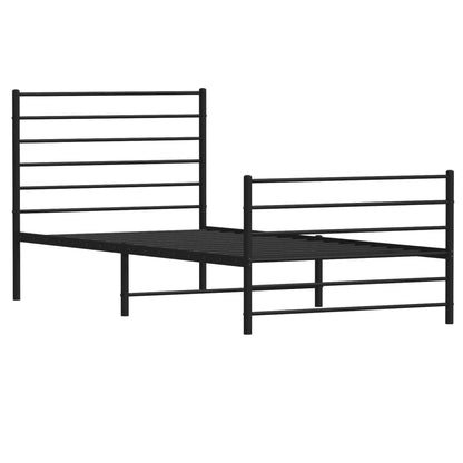 Metal Bed Frame without Mattress with Footboard Black 90x200cm
