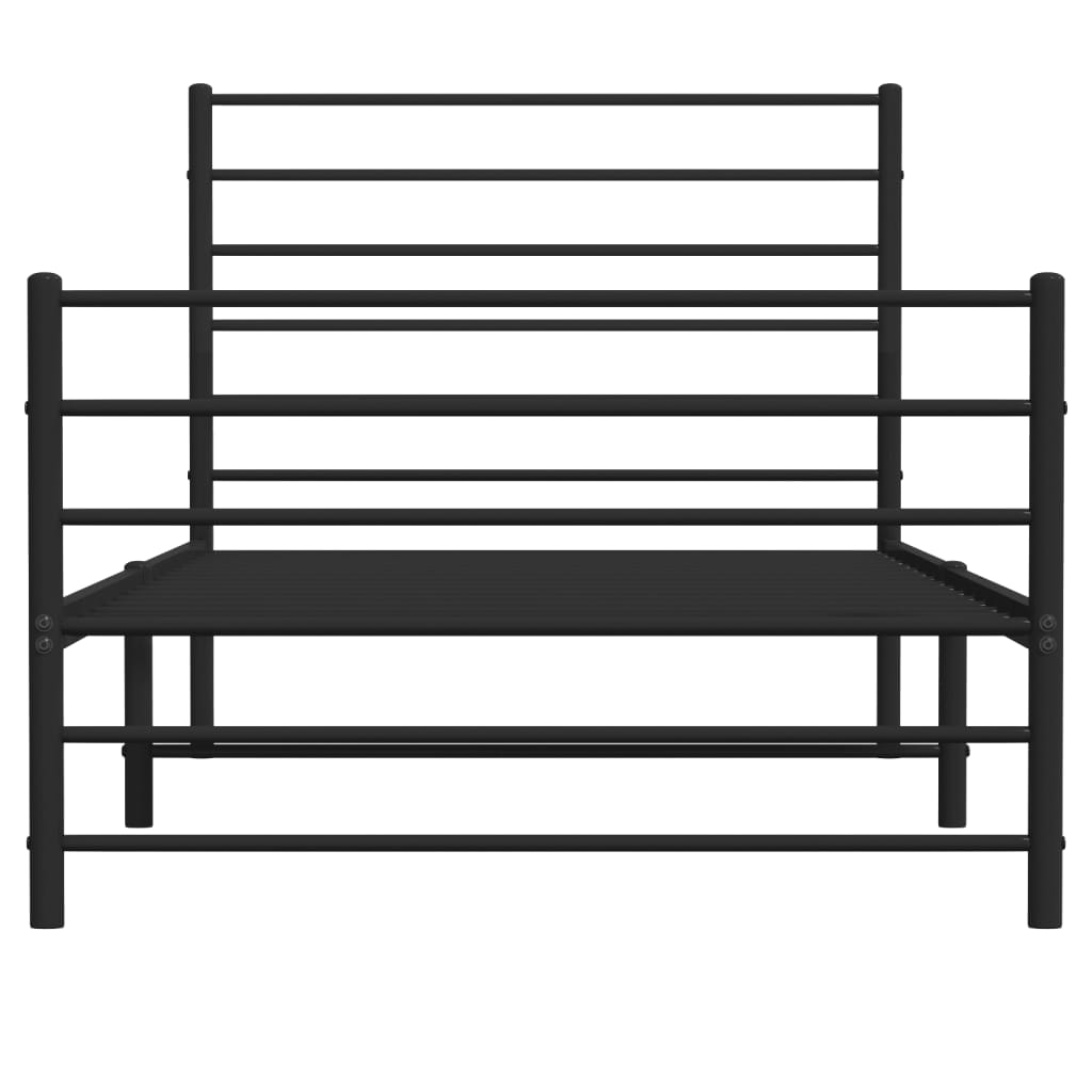 Metal Bed Frame without Mattress with Footboard Black 90x200cm