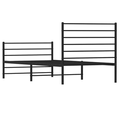 Metal Bed Frame without Mattress with Footboard Black 90x200cm