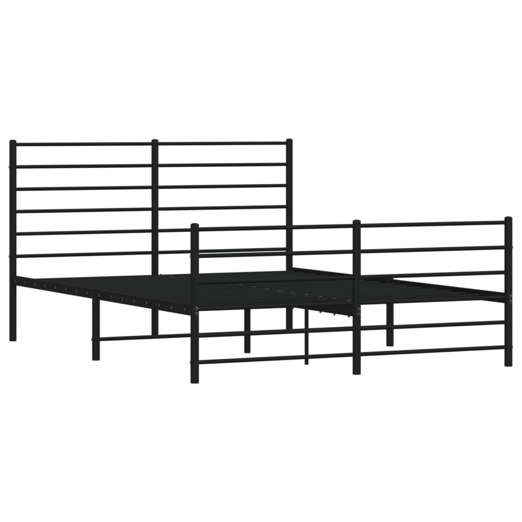 Metal Bed Frame without Mattress with Footboard Black 140x200cm