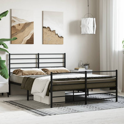 Metal Bed Frame without Mattress with Footboard Black 140x200cm