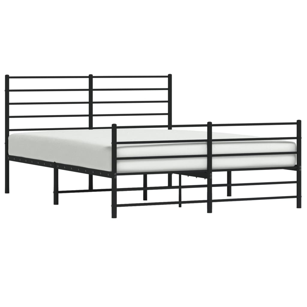 Metal Bed Frame without Mattress with Footboard Black 140x200cm