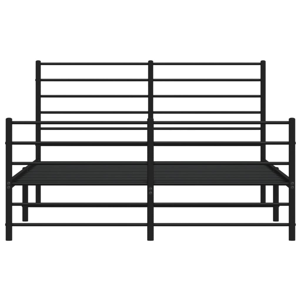 Metal Bed Frame without Mattress with Footboard Black 140x200cm