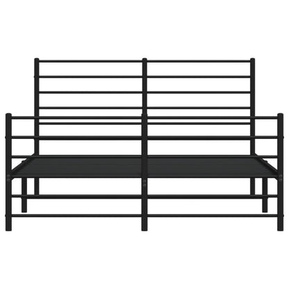 Metal Bed Frame without Mattress with Footboard Black 140x200cm