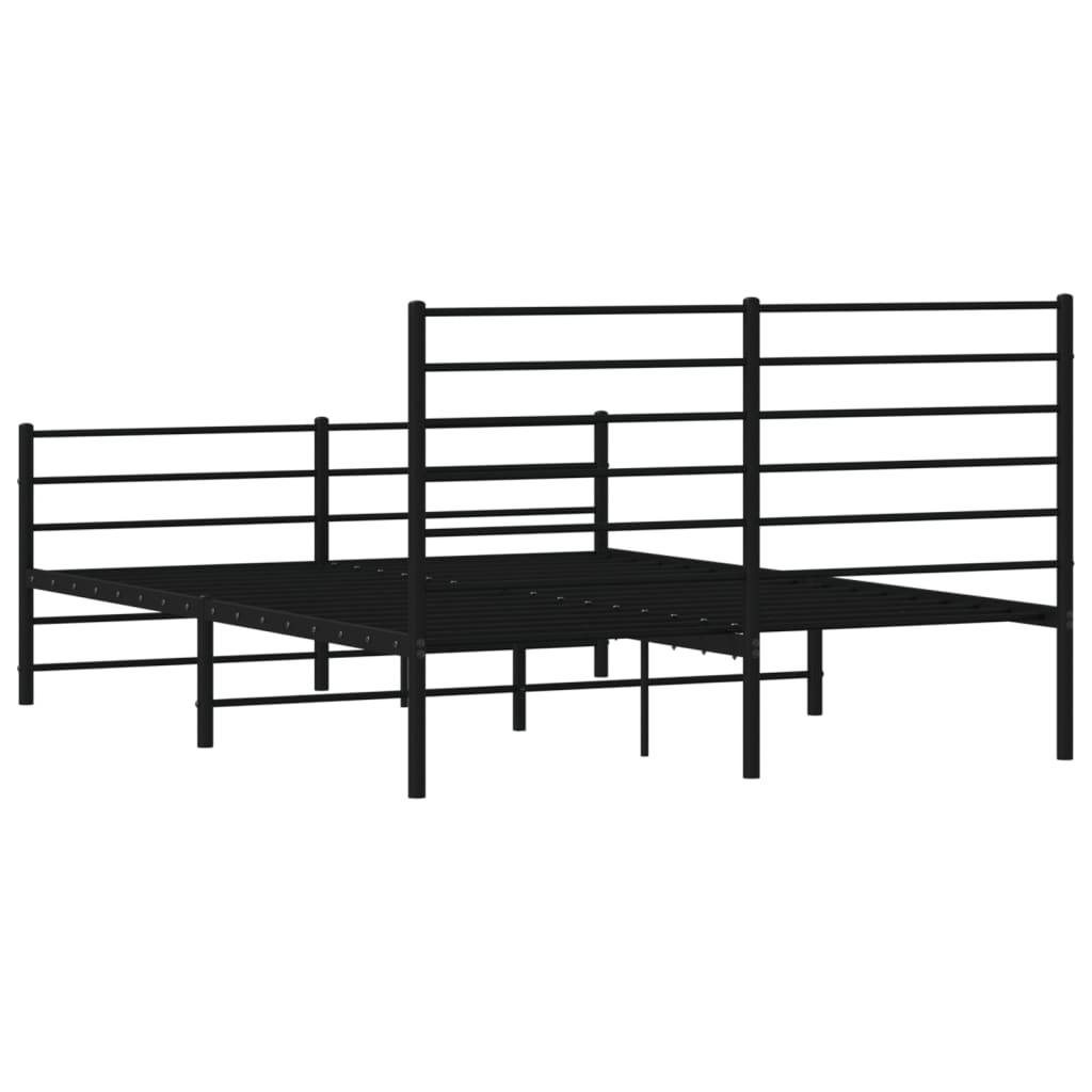Metal Bed Frame without Mattress with Footboard Black 140x200cm