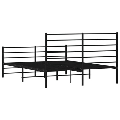 Metal Bed Frame without Mattress with Footboard Black 140x200cm